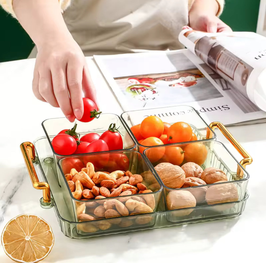Luxury Fruit Plate, Home Candy Melon Seed Box, Dried Fruit Plate Partition Platter Luxury Fruit Plate, Home Candy Melon Seed Box, Dried Fruit Plate Partition Platter